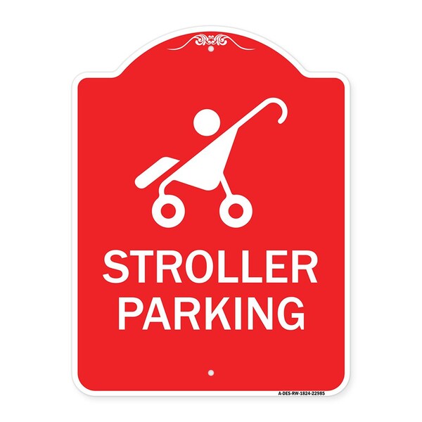 Signmission Reserved Stroller Parking W/ Graphic, Red & White Aluminum Sign, 18" x 24", RW-1824-22985 A-DES-RW-1824-22985 - main
